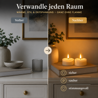 Deluxe Homeart LED Kerze mit Timerfunktion Creme Großes Teelicht