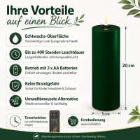 Deluxe Homeart LED Kerze mit Timerfunktion Dunkel Grün