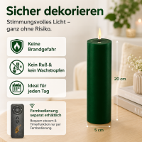 Deluxe Homeart LED Kerze mit Timerfunktion Dunkel Grün