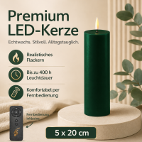 Deluxe Homeart LED Kerze mit Timerfunktion Dunkel Grün