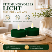 Deluxe Homeart LED Kerze mit Timerfunktion Dunkel Grün Großes Teelicht