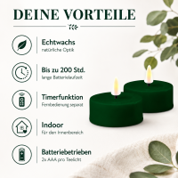 Deluxe Homeart LED Kerze mit Timerfunktion Dunkel Grün Großes Teelicht