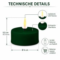 Deluxe Homeart LED Kerze mit Timerfunktion Dunkel Grün Großes Teelicht