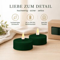Deluxe Homeart LED Kerze mit Timerfunktion Dunkel Grün Großes Teelicht