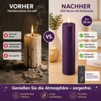 Deluxe Homeart LED Kerze mit Timerfunktion Dunkel Lila