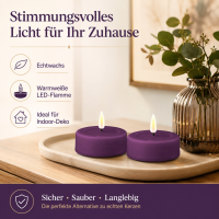 Deluxe Homeart LED Kerze mit Timerfunktion Dunkel Lila Großes Teelicht