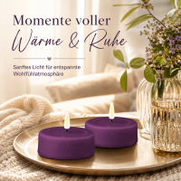 Deluxe Homeart LED Kerze mit Timerfunktion Dunkel Lila Großes Teelicht