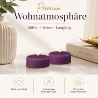 Deluxe Homeart LED Kerze mit Timerfunktion Dunkel Lila Großes Teelicht