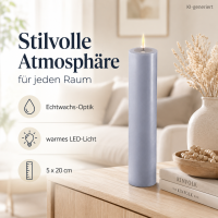 Deluxe Homeart LED Kerze mit Timerfunktion Dust Blue