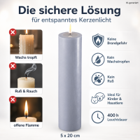 Deluxe Homeart LED Kerze mit Timerfunktion Dust Blue