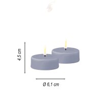 Deluxe Homeart LED Kerze mit Timerfunktion Dust Blue Großes Teelicht