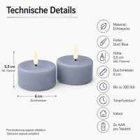 Deluxe Homeart LED Kerze mit Timerfunktion Dust Blue Großes Teelicht