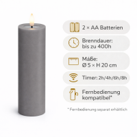 Deluxe Homeart LED Kerze mit Timerfunktion Grau
