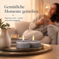 Deluxe Homeart LED Kerze mit Timerfunktion Grau Großes Teelicht