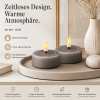 Deluxe Homeart LED Kerze mit Timerfunktion Grau Großes Teelicht