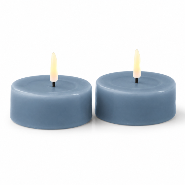 Deluxe Homeart LED Kerze mit Timerfunktion Ice Blue Großes Teelicht