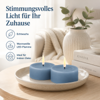 Deluxe Homeart LED Kerze mit Timerfunktion Ice Blue Großes Teelicht