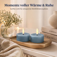Deluxe Homeart LED Kerze mit Timerfunktion Ice Blue Großes Teelicht