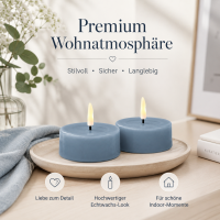 Deluxe Homeart LED Kerze mit Timerfunktion Ice Blue Großes Teelicht