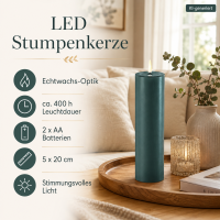 Deluxe Homeart LED Kerze mit Timerfunktion Jade Grün