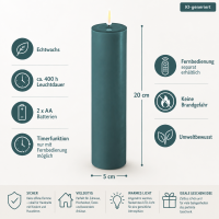 Deluxe Homeart LED Kerze mit Timerfunktion Jade Grün