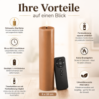 Deluxe Homeart LED Kerze mit Timerfunktion Karamell Braun