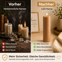 Deluxe Homeart LED Kerze mit Timerfunktion Karamell Braun