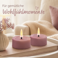 Deluxe Homeart LED Kerze mit Timerfunktion Light Purple Großes Teelicht
