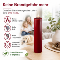 Deluxe Homeart LED Kerze mit Timerfunktion Bordeaux
