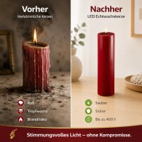 Deluxe Homeart LED Kerze mit Timerfunktion Bordeaux