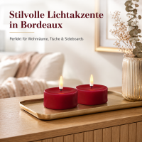 Deluxe Homeart LED Kerze mit Timerfunktion Bordeaux Großes Teelicht