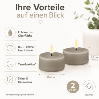 Deluxe Homeart LED Kerze mit Timerfunktion Sand Großes Teelicht