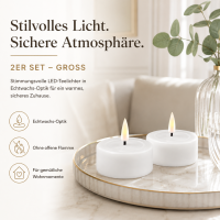Deluxe Homeart LED Kerze mit Timerfunktion Weiß Großes Teelicht