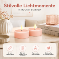 Deluxe Homeart LED Kerze mit Timerfunktion Hell Rosa Großes Teelicht