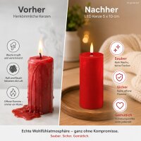 Deluxe Homeart LED Kerze mit Timerfunktion Rot
