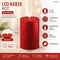 Deluxe Homeart LED Kerze mit Timerfunktion Rot