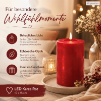 Deluxe Homeart LED Kerze mit Timerfunktion Rot