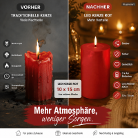 Deluxe Homeart LED Kerze mit Timerfunktion Rot