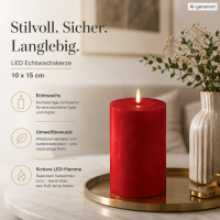 Deluxe Homeart LED Kerze mit Timerfunktion Rot