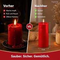 Deluxe Homeart LED Kerze mit Timerfunktion Rot