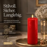 Deluxe Homeart LED Kerze mit Timerfunktion Rot