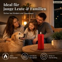 Deluxe Homeart LED Kerze mit Timerfunktion Rot