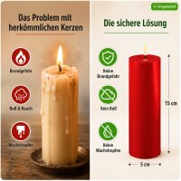 Deluxe Homeart LED Kerze mit Timerfunktion Rot