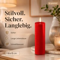 Deluxe Homeart LED Kerze mit Timerfunktion Rot