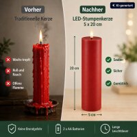 Deluxe Homeart LED Kerze mit Timerfunktion Rot