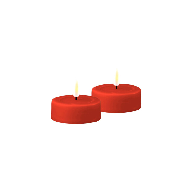 Deluxe Homeart LED Kerze mit Timerfunktion Rot Großes Teelicht