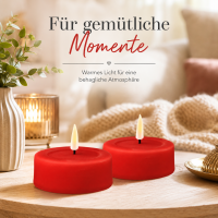 Deluxe Homeart LED Kerze mit Timerfunktion Rot Großes Teelicht