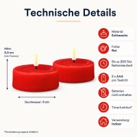 Deluxe Homeart LED Kerze mit Timerfunktion Rot Großes Teelicht
