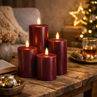 Geschenkbox LED Kerze Burgone