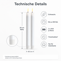 Deluxe Homeart LED Stabkerze 2er Set Weiß